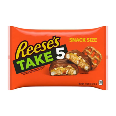 Reese's Take 5 Pretzel Peanut And Chocolate Candy Bars Snack Size Bag - 11.25 Oz