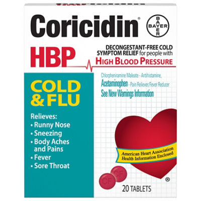 Coricidin HBP Cold & Flu Tablets - 20 Count - Image 3