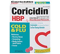 Coricidin HBP Cold & Flu Tablets - 20 Count