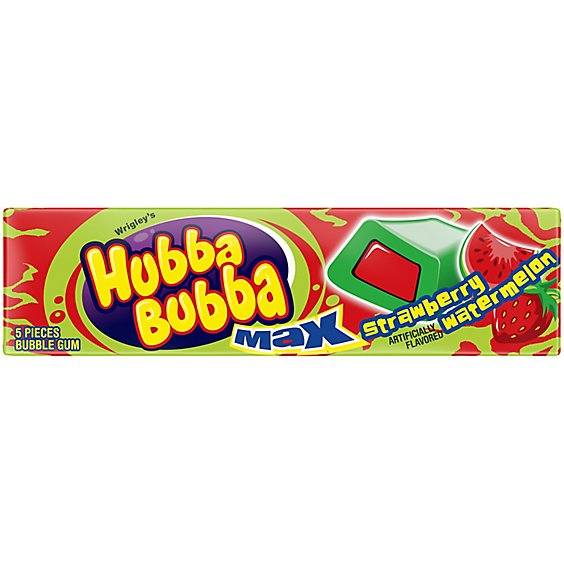 Hubba Bubba Max Strawberry Watermelon Bubble Gum Pack - 5 Count