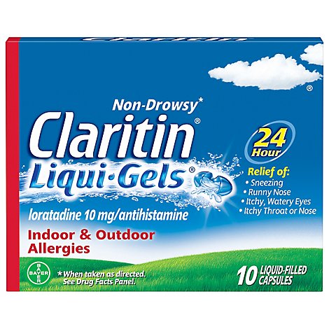 Claritin Antihistamine Liqui-Gels Indoor & Outdoor Allergies 10mg - 10 Count