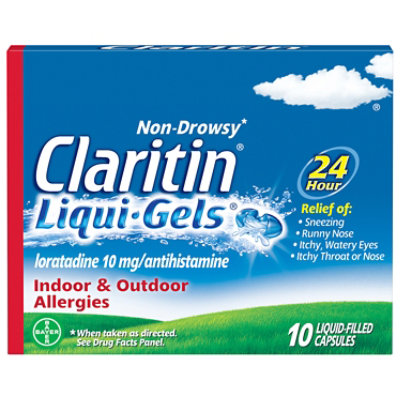 Claritin Antihistamine Liqui-Gels Indoor & Outdoor Allergies 10mg - 10 Count