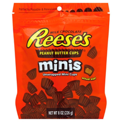 Reeses Peanut Butter Cups Milk Chocolate Unwrapped Minis - 8 Oz