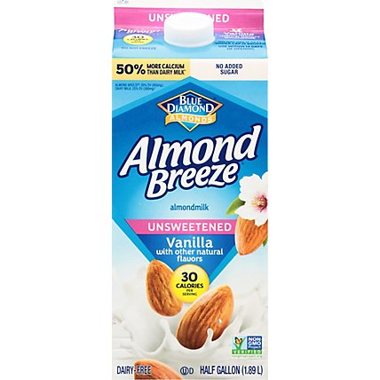 Blue Diamond Almonds Almond Breeze Milk Unsweetened Vanilla 30 Calories - 64 Fl. Oz. - Image 2
