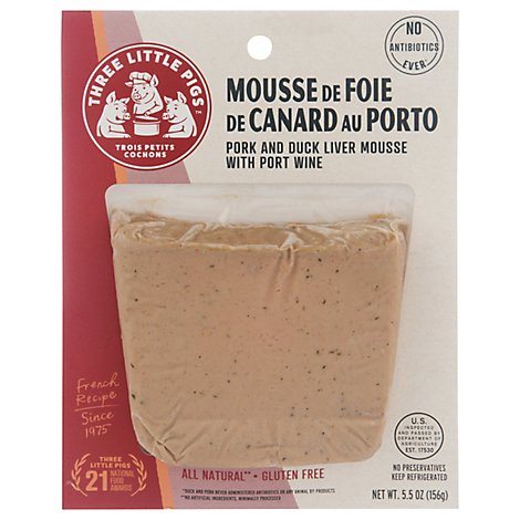 Three Little Pigs Duck Liver & Pork Mousse With Port Wine - 5.5 Oz