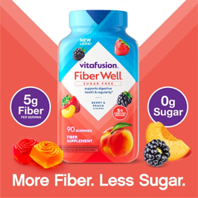 Vitafusion Fiber Well Sugar Free Dietary Supplement Gummy - 90 Count - Image 5