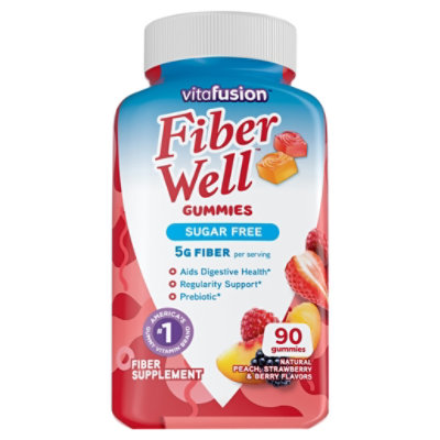 Vitafusion Dietary Supplement Gummy Sugar Free Peach/Strawberry/Berry - 90 Count