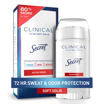 Secret Clinical Strength Antiperspirant Deodorant Soft Solid Active Fresh - 2.6 Oz - Image 1