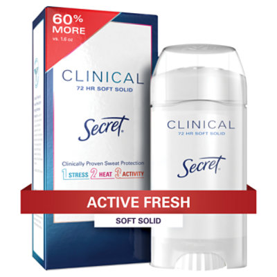 Secret Clinical Strength Antiperspirant Deodorant Soft Solid Active Fresh - 2.6 Oz