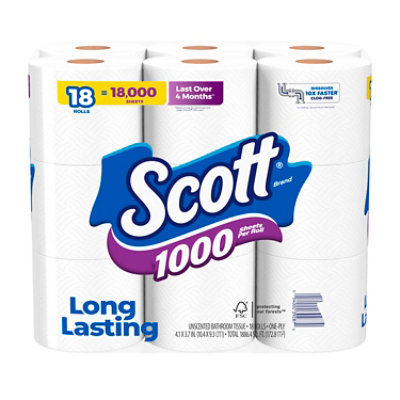 Scott 1000 Toilet Paper 1000 Sheets Per Roll Toilet Paper - 4 Count - Image 8