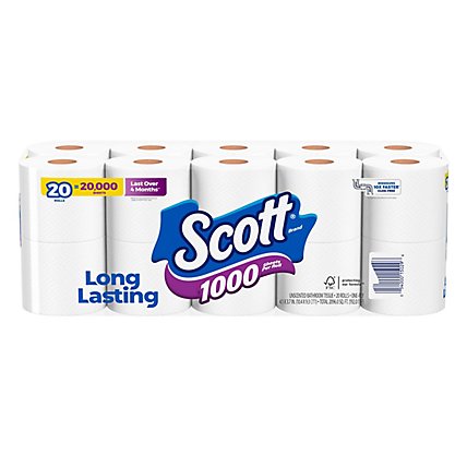 Scott 1000 Toilet Paper Regular Rolls 1 Ply Toilet Tissue - 20 Roll - Image 9