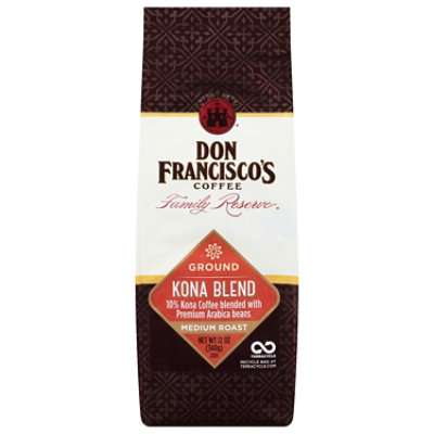 Don Franciscos Coffee Family Reserve Coffee Ground Medium Roast Kona Blend - 12 Oz