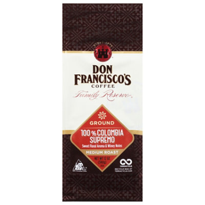 Don Franciscos Coffee Family Reserve Coffee Ground Medium Roast Colombia Supremo - 12 Oz