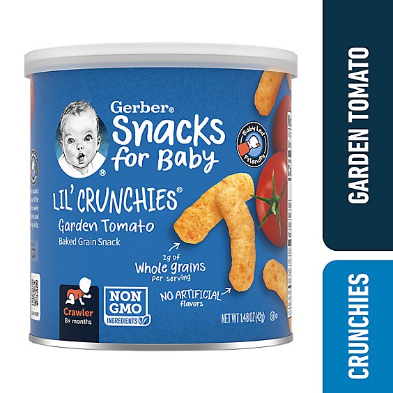 Gerber Lil Crunchies Garden Tomato Puffs Snack Canister for Baby - 1.48 Oz