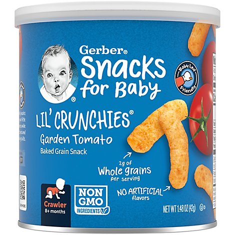 Gerber Graduates Lil Crunchies Corn Snack Baked Whole Grain Garden Tomato - 1.48 Oz