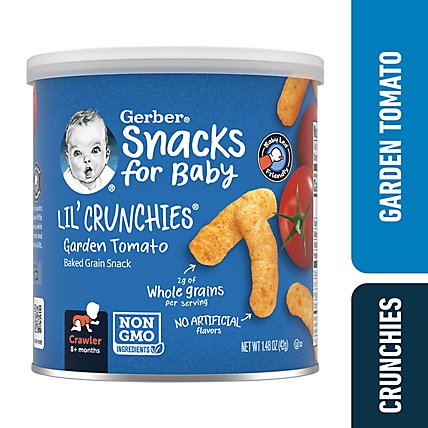 Gerber Lil Crunchies Garden Tomato Puffs Snacks for Baby Canister - 1.48 Oz - Image 1