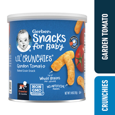 Gerber Lil Crunchies Garden Tomato Puffs Snacks for Baby Canister - 1.48 Oz