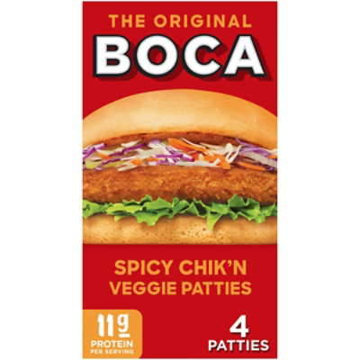 BOCA Spicy Vegan Chik'n Veggie Patties - 4 Count