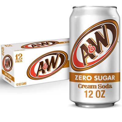 A&W Soda Zero Sugar Cream Soda - 12-12 Fl. Oz.
