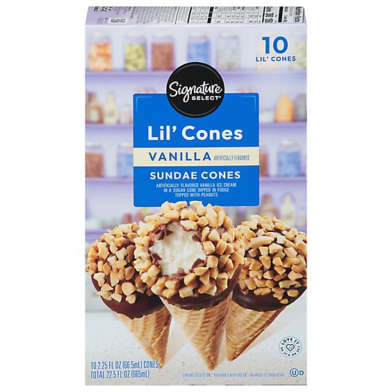 Signature SELECT Ice Cream Sundae Cones Mini Vanilla - 10-2.25 Fl. Oz.