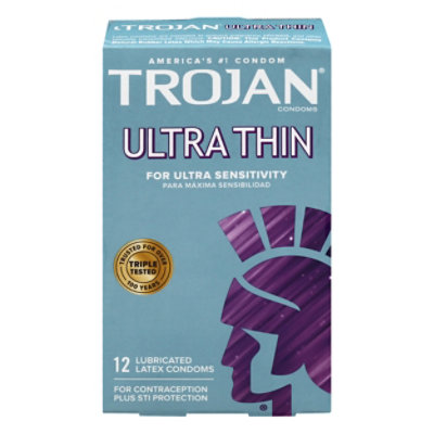 Trojan Ultra Thin Premium Lubricated Condoms - 12 Count - Image 3