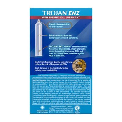 Trojan Enz Armor Spermicidal Lubricated Condoms - 12 Count - Image 4