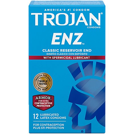 Trojan Enz Spermicidal Lubricated Condom - 12 Count