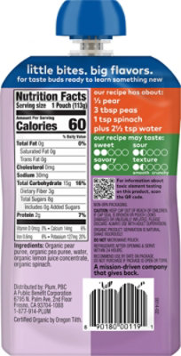 Plum Organics Baby Food Stage 2 Spinach Peas & Pear - 4.22 Oz - Image 5
