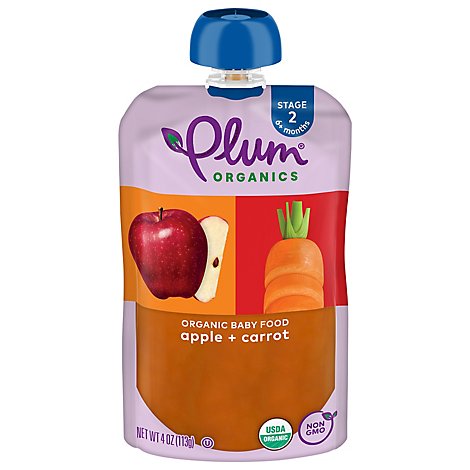 Plum Organics Baby Food Stage 2 Apple & Carrot - 4 Oz