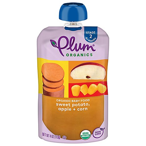 Plum Organics Baby Food Stage 2 Sweet Potato Corn & Apple - 4.22 Oz