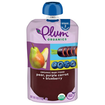 Plum Organics Baby Food Stage 2 Blueberry Pear & Purple Carrot - 4.22 Oz - Image 3