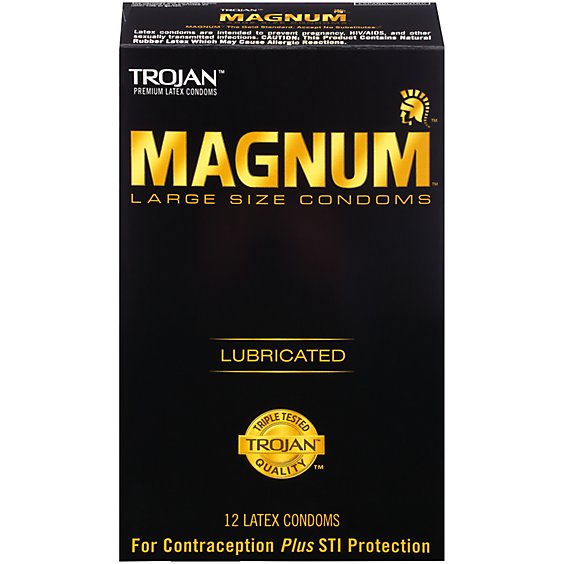 Trojan Magnum Large Size Lubricated Condoms - 12 Count