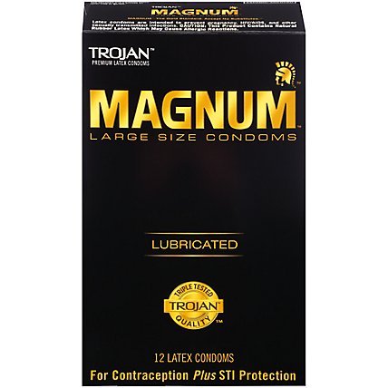 Trojan Magnum Large Size Lubricated Condoms - 12 Count - Image 1