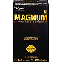 Trojan Magnum Large Size Lubricated Condoms - 12 Count - Image 1
