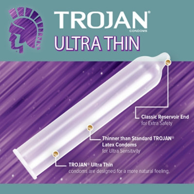 Trojan Condom Sensitivity Ultra Thin Spermicidal - 12 Count - Image 2