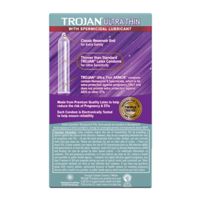 Trojan Condom Sensitivity Ultra Thin Spermicidal - 12 Count - Image 5