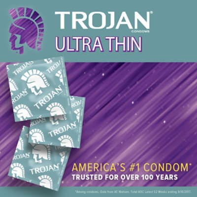 Trojan Condom Sensitivity Ultra Thin Spermicidal - 12 Count - Image 3