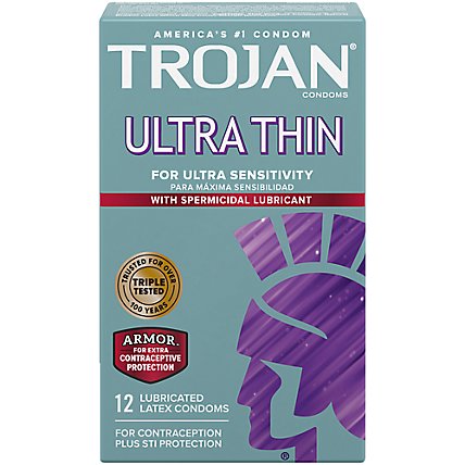 Trojan Sensitivity Ultra Thin Spermicidal Condom - 12 Count - Image 1