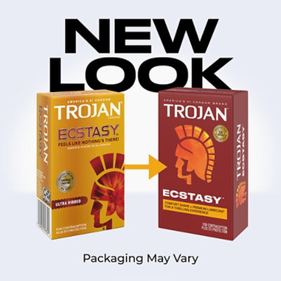 Trojan Ultra Ribbed Ecstasy Lubricated Condoms - 10 Count - Image 2