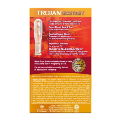 Trojan Ultra Ribbed Ecstasy Lubricated Condoms - 10 Count - Image 5