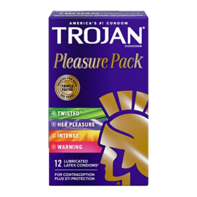 Trojan Pleasure Variety Pack Lubricated Condoms - 12 Count