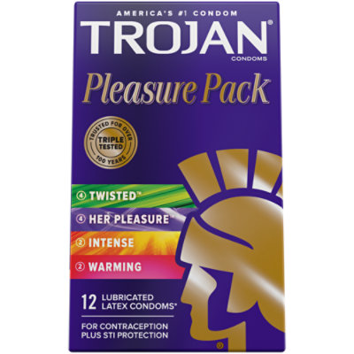 trojan condoms lubricated pleasure count pack