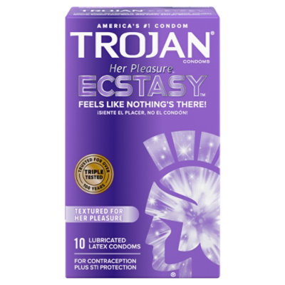 Trojan Her Pleasure Ecstasy Condoms Premium Latex Ultrasmooth Lubricant - 10 Count