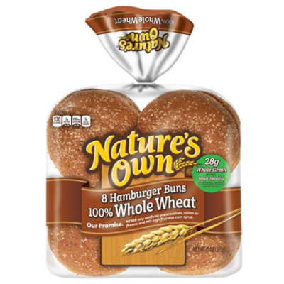 Natures Own 100% Whole Wheat Hamburger Buns Sandwich Buns 8 Count - 15 Oz - Image 4