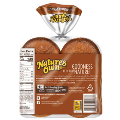 Natures Own 100% Whole Wheat Hamburger Buns Sandwich Buns 8 Count - 15 Oz - Image 8