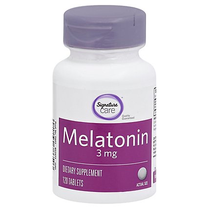 Signature Care Melatonin 3mg Dietary Supplement Tablet - 120 Count - Image 1