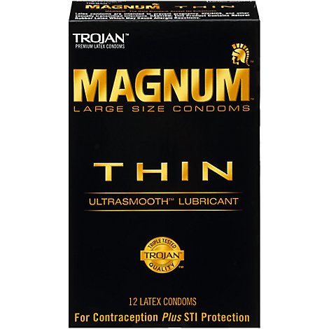 Trojan Magnum Thin Lubricated Condoms - 12 Count