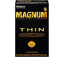 Trojan Magnum Thin Large Size Lubricated Condoms - 12 Count