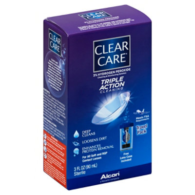 CLEAR CARE Cleaning & Disinfecting Solution Triple Action Cleaning Travel Pack - 3 Fl. Oz.