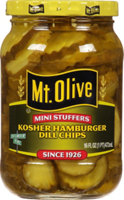Mt. Olive Pickles Chips Hamburger Dill Mini Stuffers - 16 Fl. Oz. - Image 1